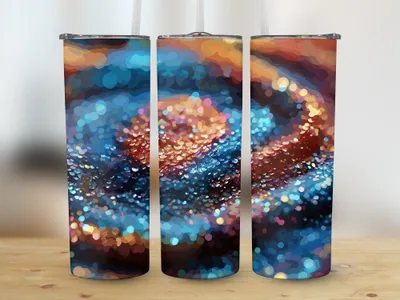 20 oz Skinny Tumbler Wrap Opal Rainbow Glitter Sublimation Straight & Tapered Design Instant Download shown flat as a tumbler wrap