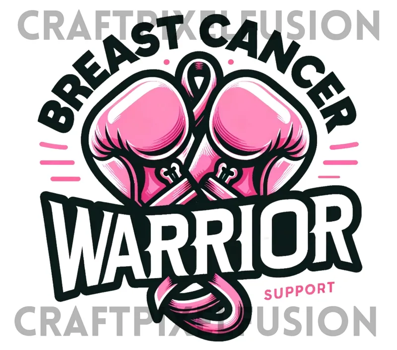 Breast Cancer Warrior Boxing Gloves PNG: Sublimation Design shown flat as a tumbler wrap