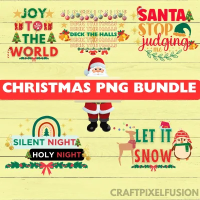 Christmas PNG Bundle: Holiday Designs shown flat as a tumbler wrap