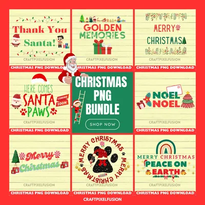 Christmas PNG Bundle: Santa, Peace on Earth shown flat as a tumbler wrap