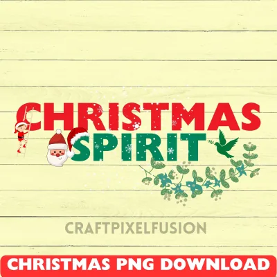 Christmas Spirit PNG Clipart: Transparent Background Sublimation shown flat as a tumbler wrap