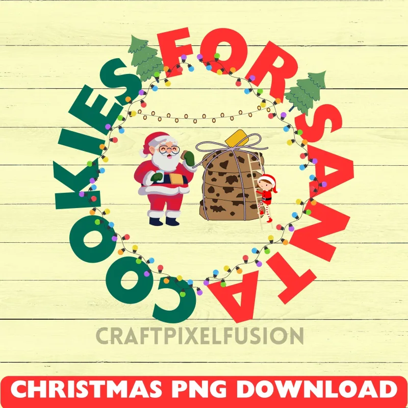 Cookies for Santa PNG Clipart: Christmas Eve Sublimation Design shown flat as a tumbler wrap