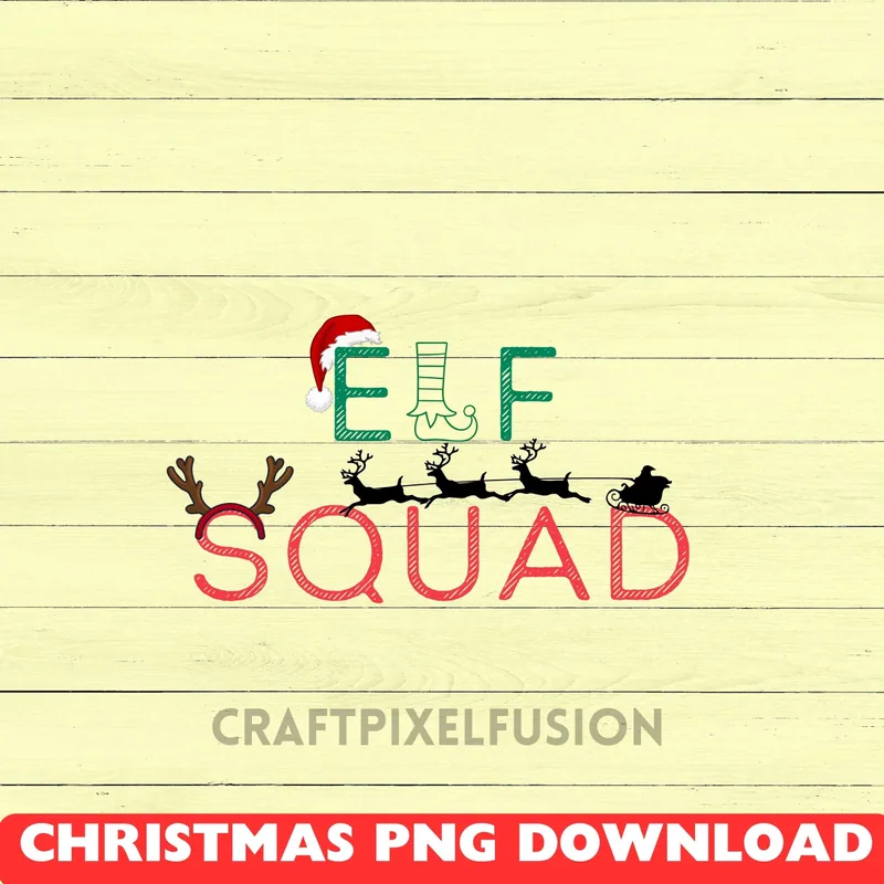 Elf Squad PNG: Funny Christmas Eve Sublimation Design shown flat as a tumbler wrap