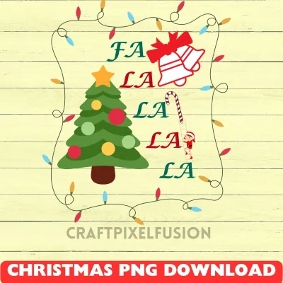 Fa La La PNG: Funny Christmas Clipart shown flat as a tumbler wrap