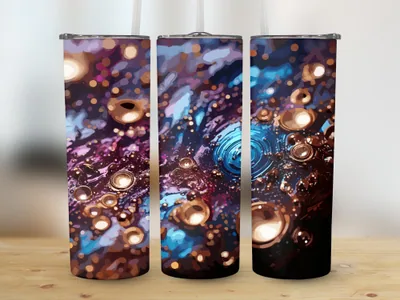 Galaxy Glitter Tumbler Sublimation Design: 20oz Skinny Wrap shown flat as a tumbler wrap