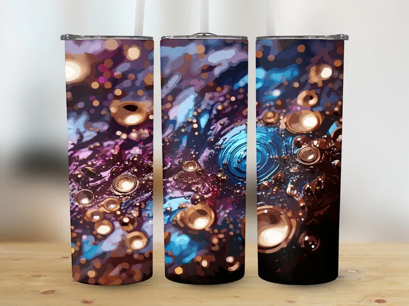 Galaxy Glitter Tumbler Sublimation Design: 20oz Skinny Wrap shown flat as a tumbler wrap