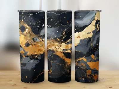 Glitter Marble Tumbler Wrap: 20oz Skinny Tumbler Sublimation Design shown flat as a tumbler wrap