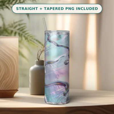 Holographic Tumbler Wrap PNG, Wavy Ripple Iridescent Chrome Foil, Lavender Aqua Seamless Straight Wrap Design, Sublimation Download shown flat as a tumbler wrap