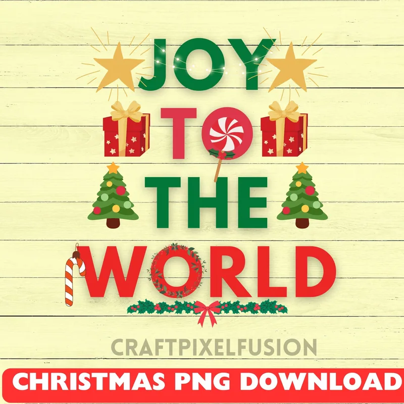 Joy To The World Christmas Clipart: Transparent PNG Download shown flat as a tumbler wrap