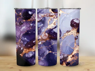 Marble Glitter Tumbler Sublimation Design: 20 oz Skinny, Straight & Tapered shown flat as a tumbler wrap