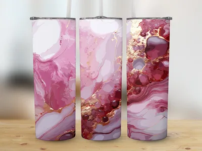 Marble Glitter Tumbler Wrap: 20oz Skinny Tumbler Sublimation Design shown flat as a tumbler wrap