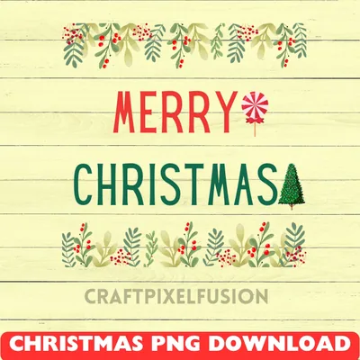 Merry Christmas PNG Clipart: Transparent Background Sublimation Design shown flat as a tumbler wrap