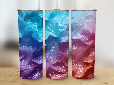 Ombre Glitter 20 oz Tumbler Sublimation Design: Straight & Tapered Wrap shown flat as a tumbler wrap