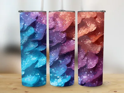 Ombre Glitter 20oz Tumbler Sublimation Design: Straight & Tapered Wrap shown flat as a tumbler wrap