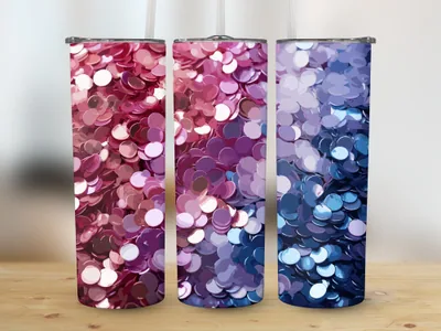 Ombre Glitter Tumbler Sublimation Design: Seamless 20 oz Skinny Wrap shown flat as a tumbler wrap