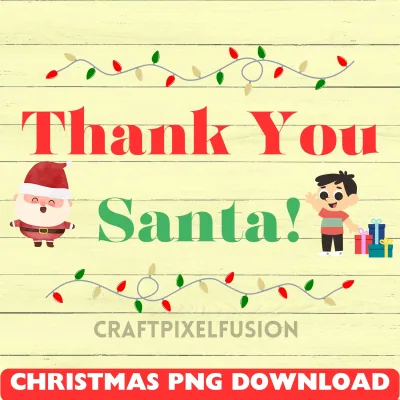 Thank You Santa PNG Clipart: Funny Christmas Design shown flat as a tumbler wrap
