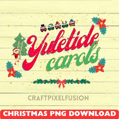 Yuletide Carols PNG: Christmas Clipart shown flat as a tumbler wrap