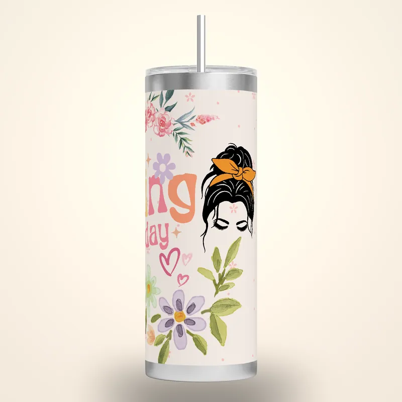 Affirmation Tumbler Wrap: Healing Every Day, Floral Design, product render
