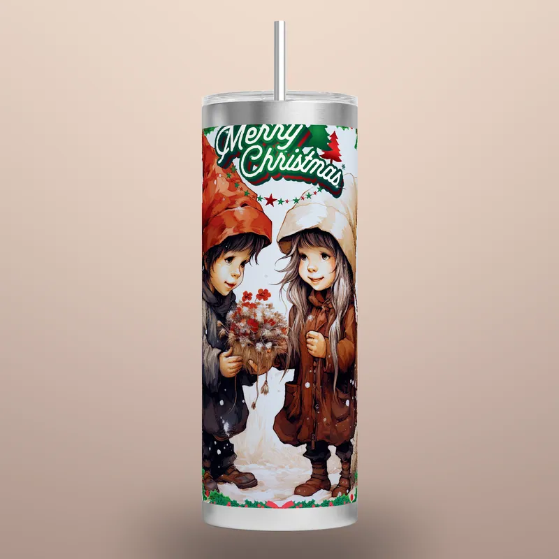 Baby Gnome & Santa Tumbler Wrap: Mistletoe Christmas Design, product render