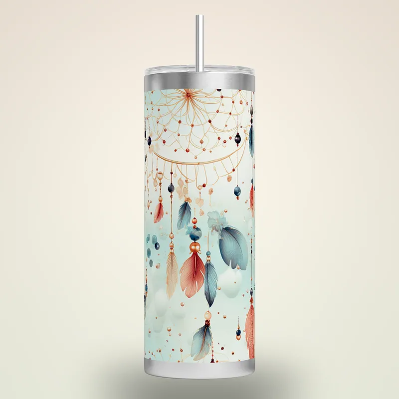 Boho Dreamcatcher Tumbler Wrap: Seamless Sublimation Design, product render