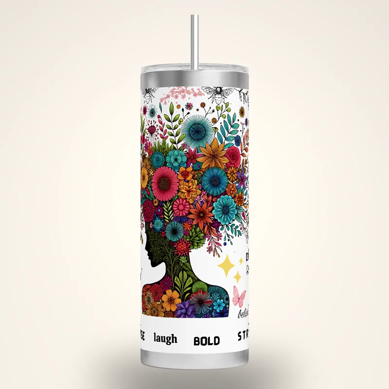 Butterfly Affirmation Tumbler: 20 oz Skinny Sublimation Design, product render