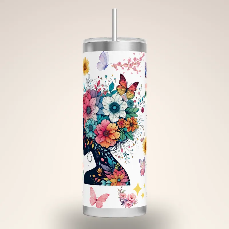 Butterfly Affirmations 20 oz Tumbler Sublimation Design, product render