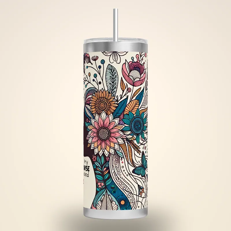 Butterfly Tumbler Design: Inspirational Affirmations PNG, product render