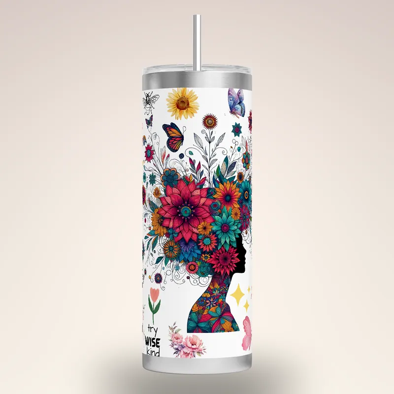 Butterfly Tumbler Sublimation Design: Inspirational Positive Affirmations, product render