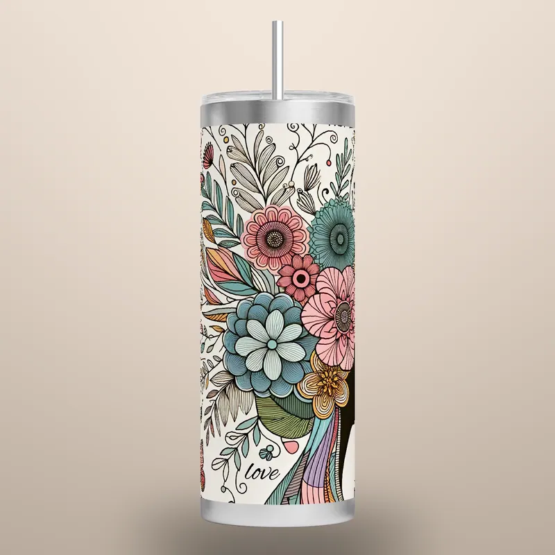 Butterfly Tumbler Sublimation Design: Positive Affirmations (Digital Download PNG), product render