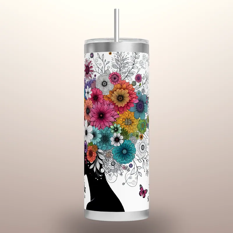 Butterfly Tumbler Wrap: Inspirational Affirmations, 20 oz Skinny Design (Digital PNG), product render