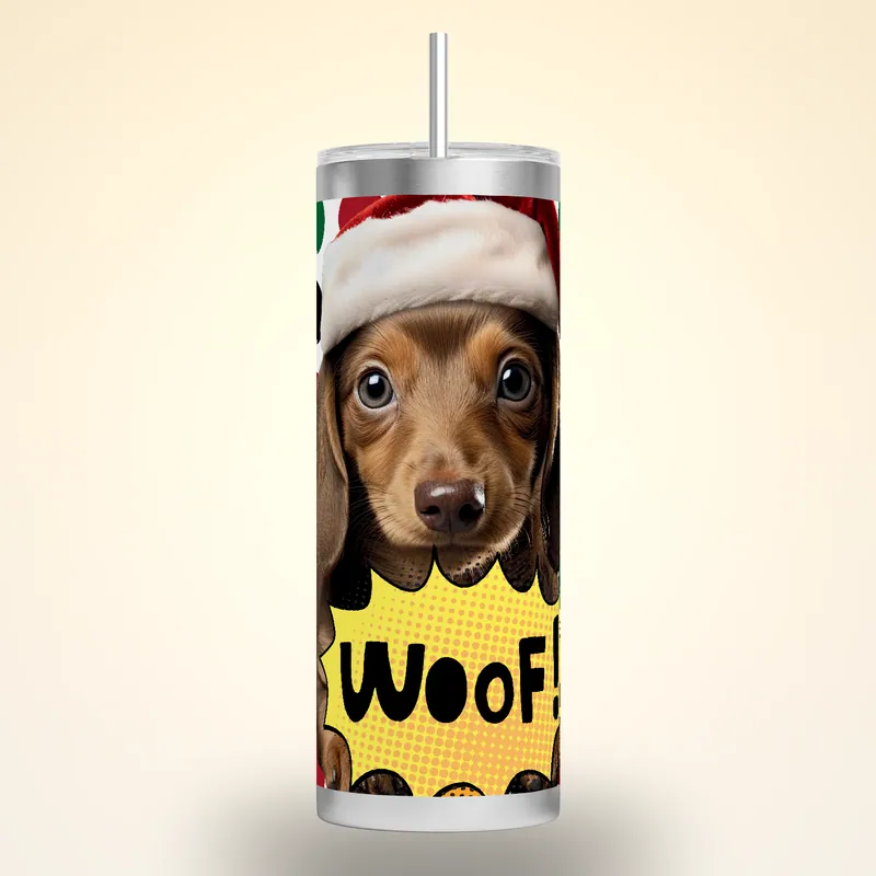 Christmas Dachshund Tumbler Wrap: Holiday Dog Mom Gift, product render