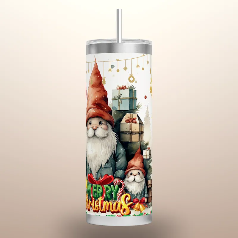 Christmas Gnomes 20oz Tumbler Sublimation Design, product render