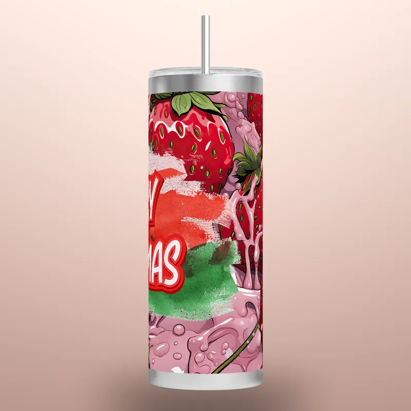 Christmas Tumbler Wrap: 3D Puffy Hearts Design, product render