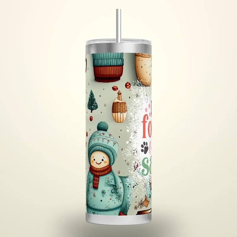 Christmas Tumbler Wrap: Don't Forget Me Santa, Seamless 20oz Skinny Design (Digital Download PNG), product render