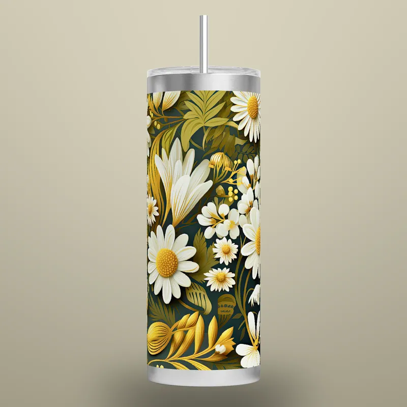 Daisy Tumbler Wrap: Seamless Floral Design, product render