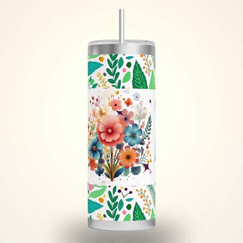 Floral Rainbow 20oz Tumbler Sublimation Design, product render