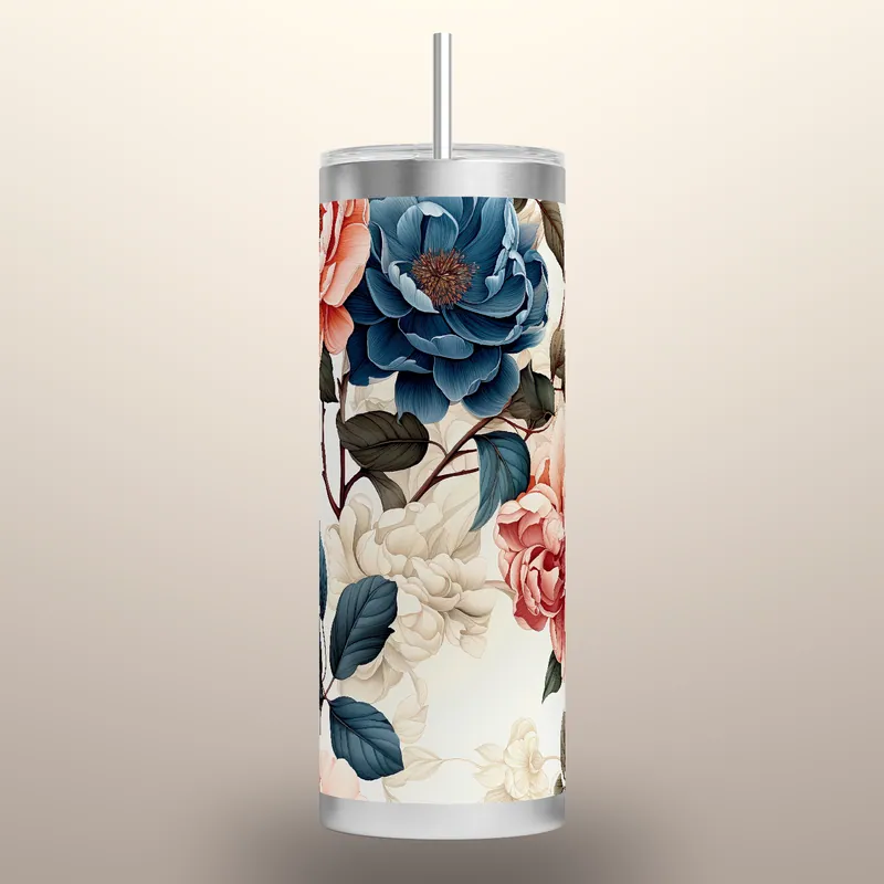 Floral Roses Tumbler Wrap Sublimation Design, product render