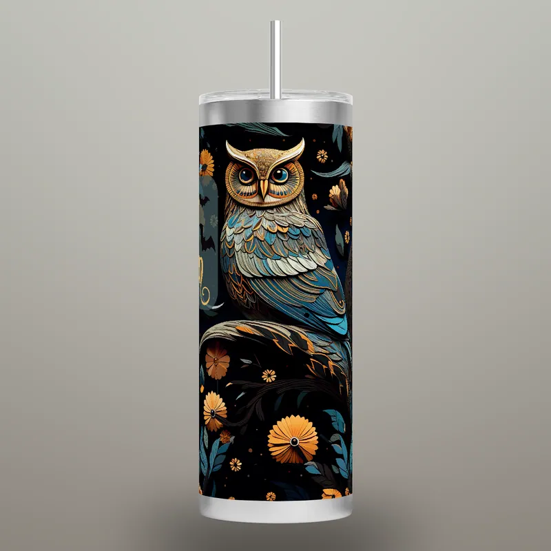 Halloween Owls 20 oz Tumbler Sublimation Design, product render