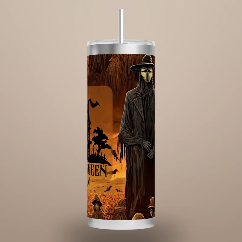 Halloween Scarecrow 20 oz Tumbler Sublimation Design, product render