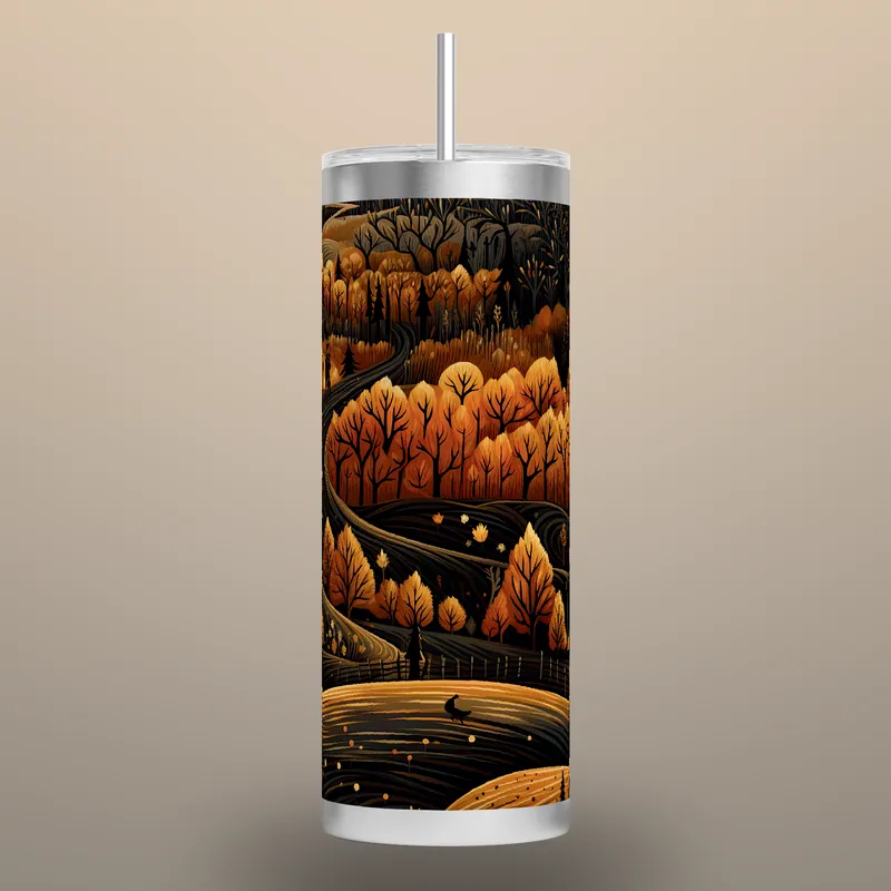Halloween Scarecrow Tumbler Design: Corn Maze, 20 oz Skinny, product render