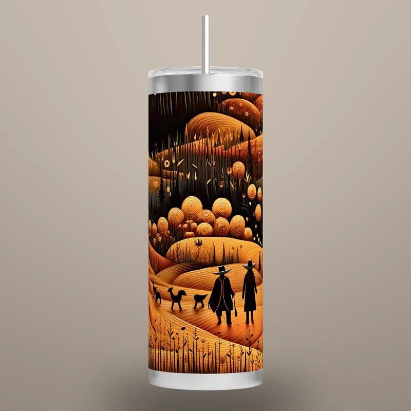 Halloween Scarecrow Tumbler Design: Cornfield 20 oz Skinny Wrap, product render