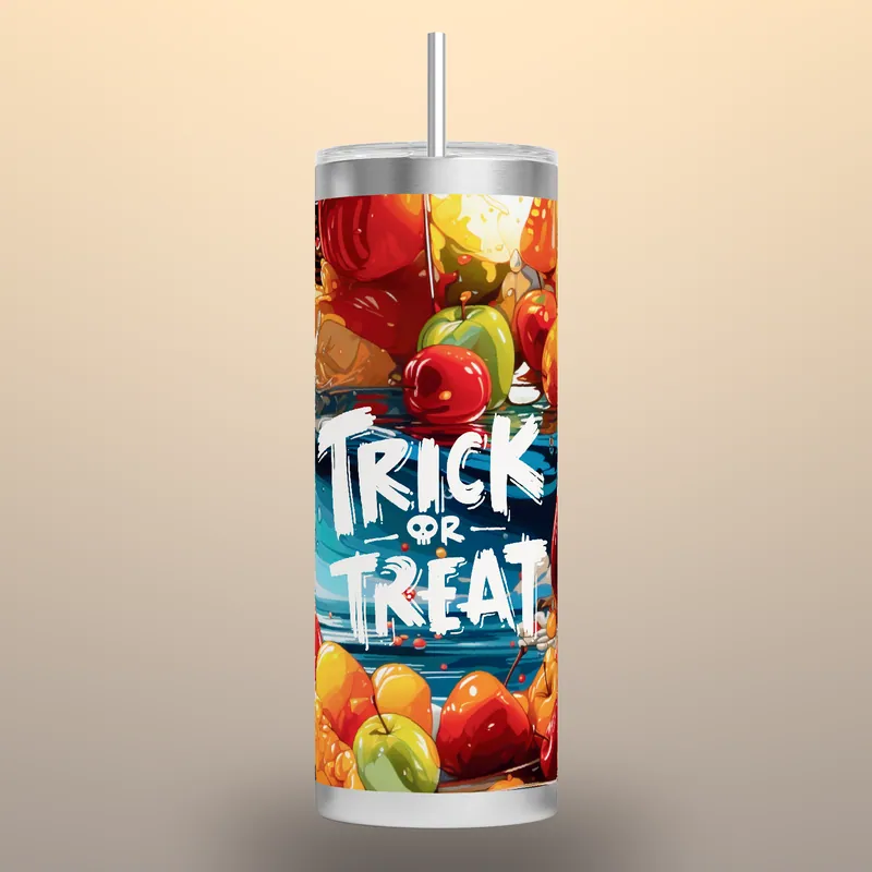 Halloween Trick or Treat Tumbler Sublimation Design (PNG, Digital Download), product render