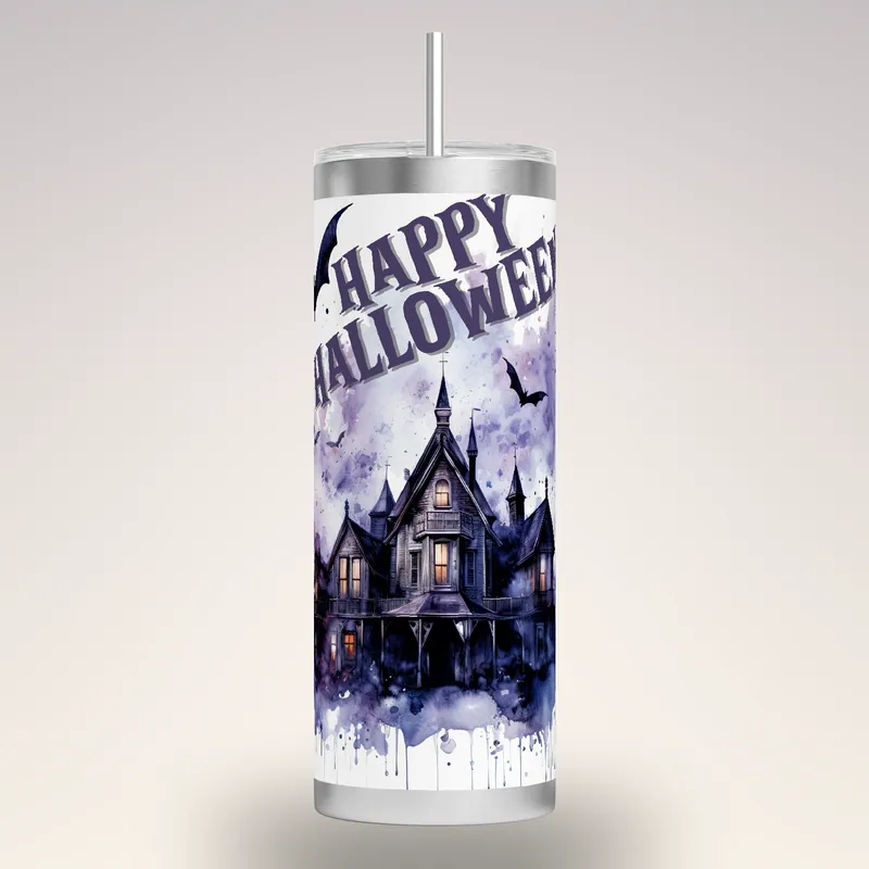 Haunted House Tumbler Wrap: Spooky Halloween Mansion, product render