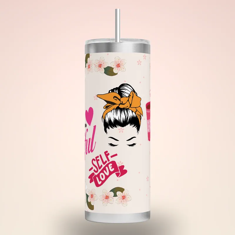 I Am Beautiful Tumbler Wrap, Positive Affirmation Design, product render