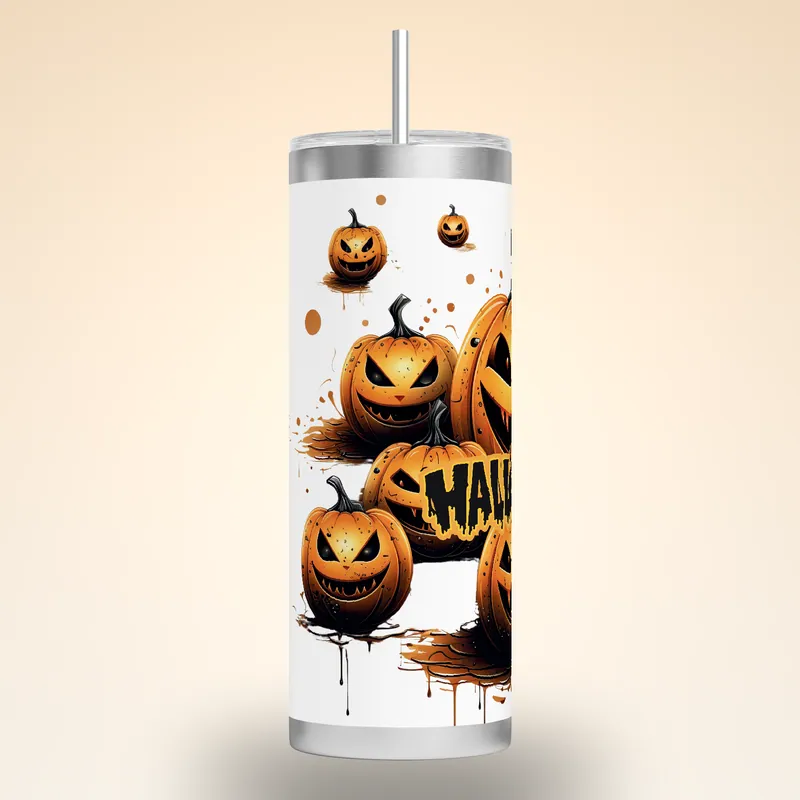Jack-o'-Lanterns Tumbler Wrap: Spooky Halloween Design, product render