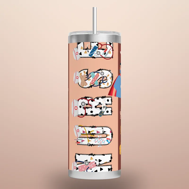 Male Nurse Pride 20oz Tumbler Wrap: Seamless Sublimation Design, product render