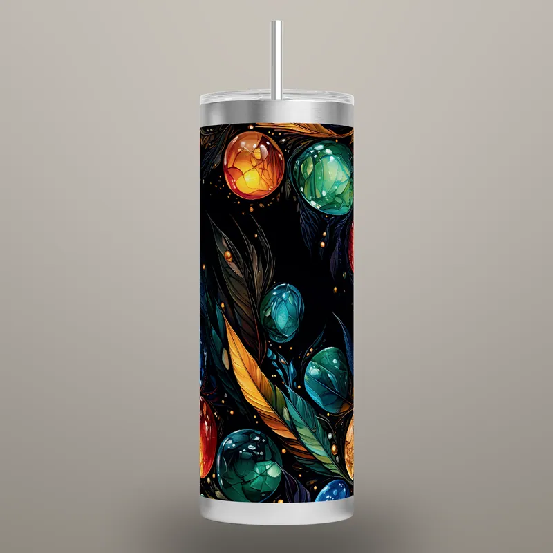 Mystical Orbs Tumbler Sublimation Design: Halloween Seamless Wrap, product render