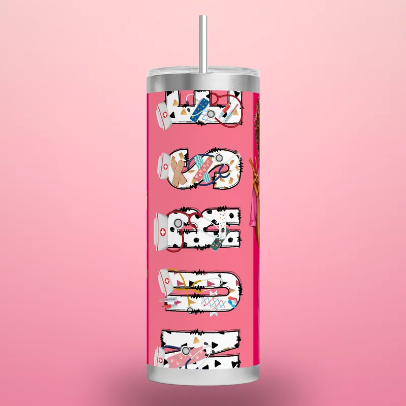 Nurse Life 20oz Tumbler Wrap: Seamless Sublimation Design, product render