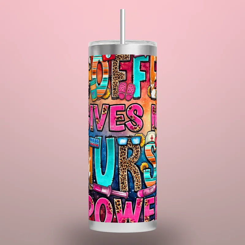 Nurse Life Tumbler Wrap: Coffee Gives Me Nurse Power, product render