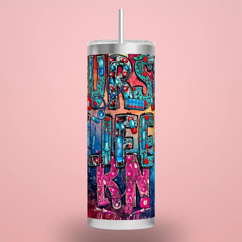 Nurse Life Tumbler Wrap: Seamless Sublimation Design (PNG), product render